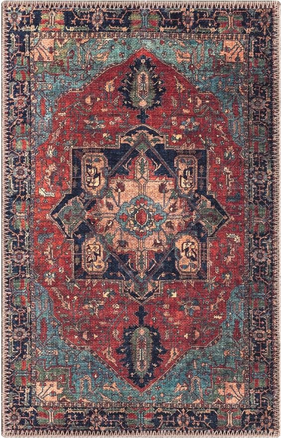 Keen Home Design 2x3 Rug - Machine Washable Entry Rug with Non-Slip Backing, Ideal for Enteryway, Kitchen, Bathroom, Laundry Room - Vintage, Easy Clean, Durable, Low Pile Rug - (2' x 3')