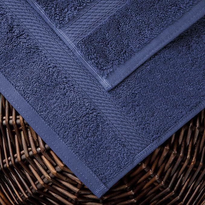Superior Egyptian Cotton Pile 10 Piece Towel Set, Includes 2 Bath, 4 Hand, 4 Face Towels/Washcloths, Ultra Soft Luxury Towels, Thick Plush Essentials, Guest Bath, Spa, Hotel Bathroom, Navy Blue