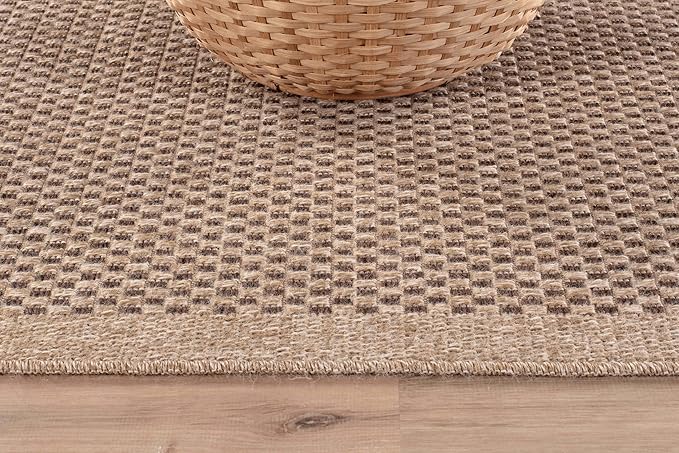 CAMILSON Easy Jute Rug 4x6, Indoor Outdoor Natural Color Fiber Area Rugs for Living Room Patio and Kitchen Rug, Sisal Boho Woven Design, Easy-Cleaning, Washable Outside Carpet Alfombras para(4 x 6)