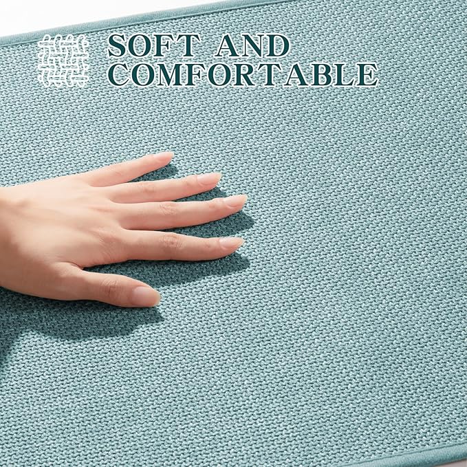 chakme Bathroom Rugs Mat 59x17, Ultra Thin Non Slip Bath Mat Runner Quick Dry Absorbent Bath Mat for Bathroom Floor, (Light Blue, 59"x17")