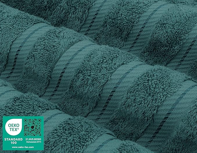 American Soft Linen Luxury 4 Piece Bath Towel Set, 600 GSM 100% Cotton Turkish Bath Towels for Bathroom, 27x54 in Extra Large Bathroom Shower Towels, Teal