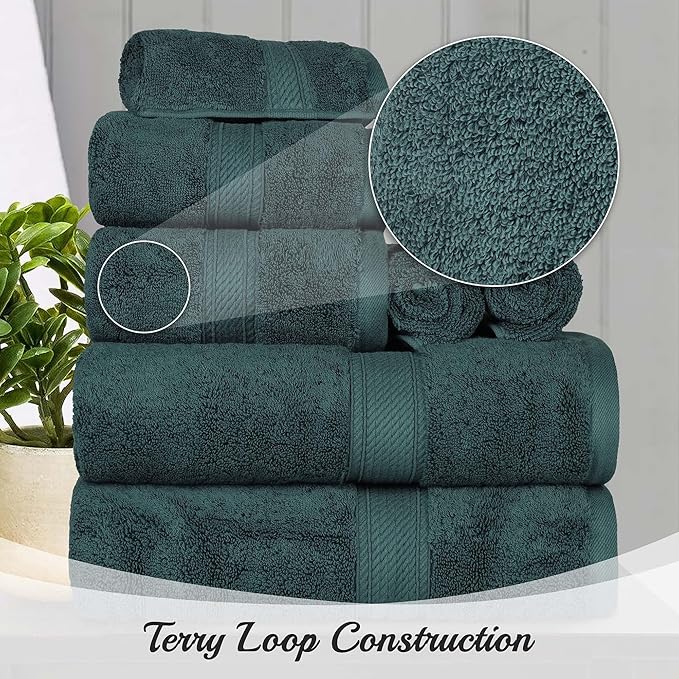 Superior Egyptian Cotton Pile 3 Piece Towel Set, Includes 1 Bath, 1 Hand, 1 Face Towel/Washcloth, Ultra Soft Luxury Towels, Thick Plush Essentials, Guest Bath, Spa, Hotel Bathroom, Teal