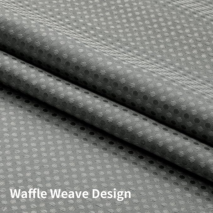 Colorful Star No Hook Shower Curtain with Snap in Fabric Liner, Waffle Weave Heavy Duty Thick Shower Curtains with Mesh Top Window, Hotel Style Waterproof Bathroom Curtain Set, 72 x 75 Inch, Grey
