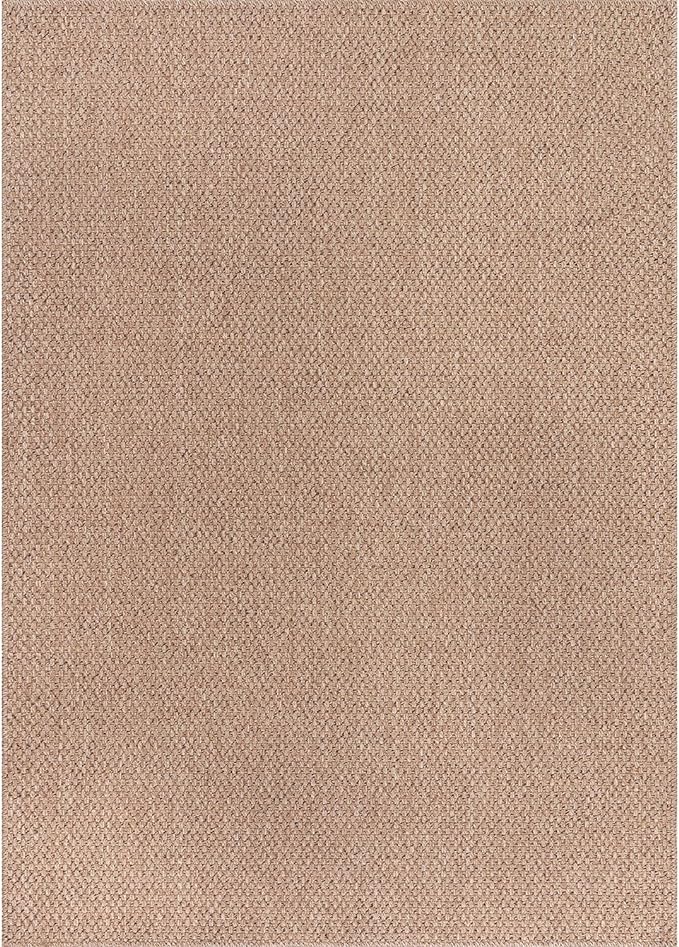 CAMILSON Easy Jute Rug 4x6, Indoor Outdoor Natural Color Farmhouse Area Rugs for Living Room Patio and Kitchen Rug, Solid Boho Woven Design, Easy-Cleaning, Washable Outside Carpet Alfombras (4 x 6)