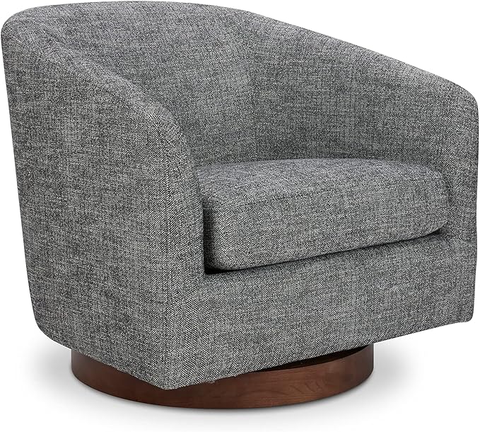 CHITA Swivel Accent Chair, FSC Certified Upholstered Fabric Barrel Chair for Living Room, Fully Assembled, Dark Grey