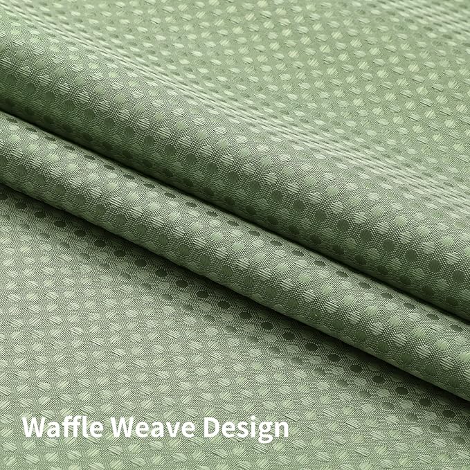 Colorful Star No Hook Shower Curtain with Snap in Fabric Liner, Waffle Weave Heavy Duty Thick Shower Curtains with Mesh Top Window, Hotel Style Waterproof Bathroom Curtain Set, 72'' x 87'', Sage Green