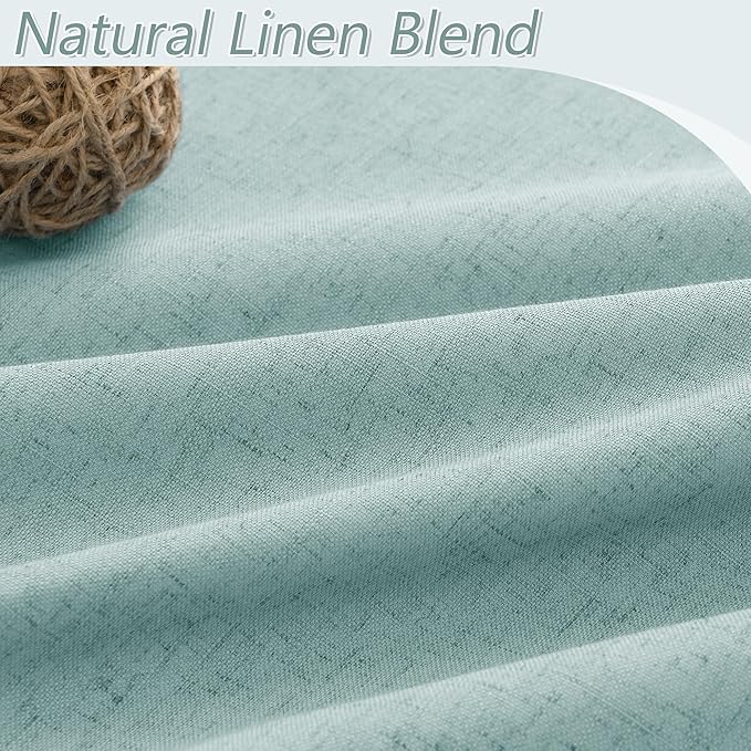 Guken 100% Blackout Linen Curtains 108 Inch Length 2 Panels Set for Living Room Bedroom Back Tab Thermal Insulated Black Out Linen Drapes Room Darkening Window Curtains,Light Blue
