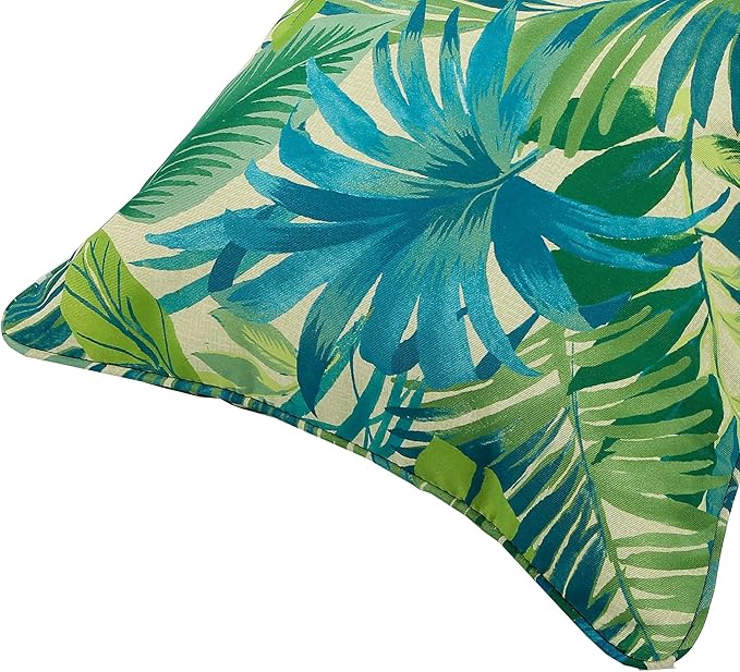 Outdoor Throw Pillow Covers 18x18 Inch, Set of 2, Cover Only! Waterproof Fade Resistant Decorative Cushion Sham Pillow Cases for Patio Furniture Chair Couch Sofa - Green Palm Leaves