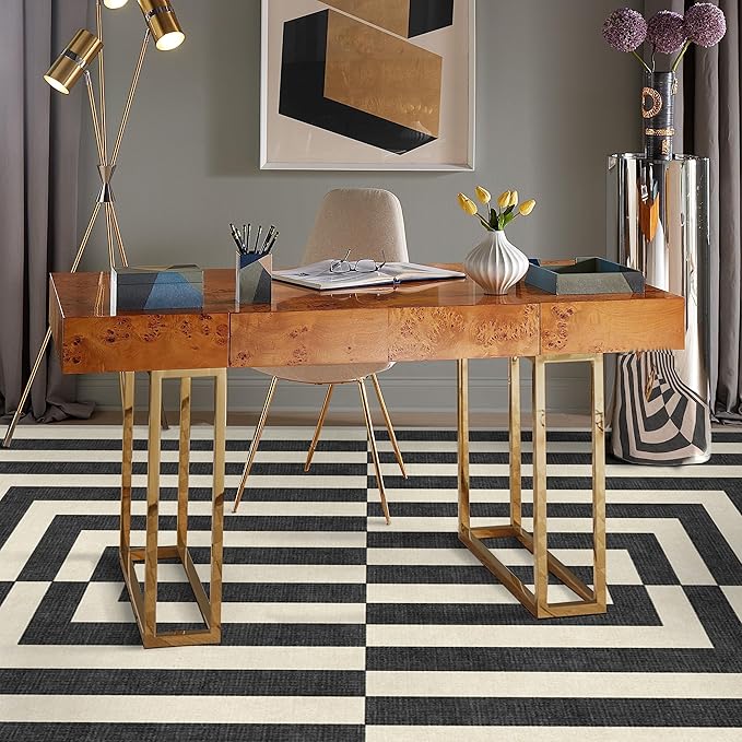 RUGGABLE x Jonathan Adler Machine Washable Modern Area Rug – Op Art Charcoal 5x7, Stain-Resistant, Non-Slip – Medium Rugs for Living Room, Bedroom, Hallway, Entryway & Office–with Cushioned Pad