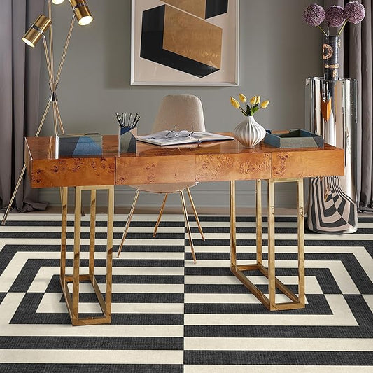 RUGGABLE x Jonathan Adler Machine Washable Modern Area Rug – Op Art Charcoal 5x7, Stain-Resistant, Non-Slip – Medium Rugs for Living Room, Bedroom, Hallway, Entryway & Office–with Cushioned Pad