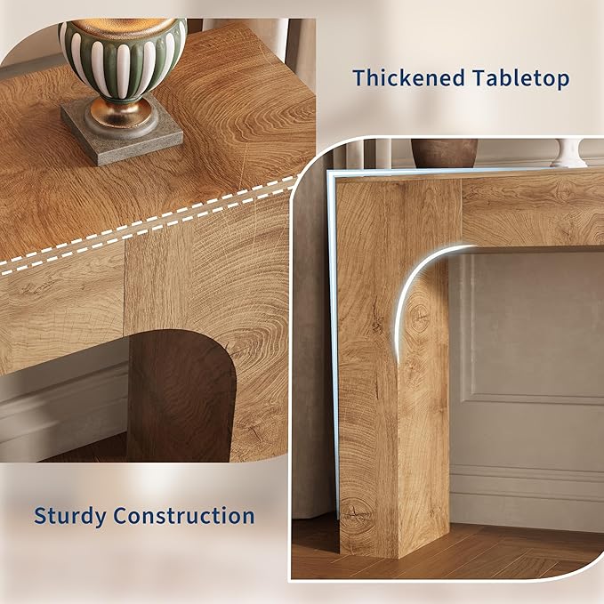 GarveeHome 63 Inch Farmhouse Console Table, Narrow Wood Entryway Table Behind Couch, Slim Rustic Hallway Furniture for Living Rooms, Foyers & Apartments, Deep Oak