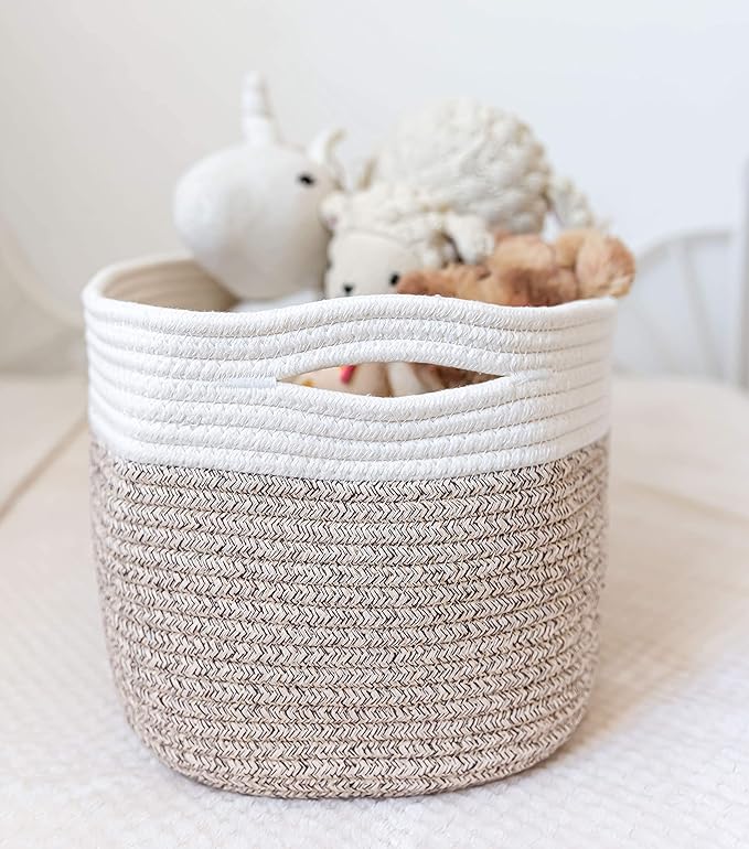 OrganiHaus Set of 3 Woven Baskets for Organizing, Cotton Rope Basket for Decor, Shoe Basket Organizers & Storage, Decorative Storage Baskets & Bins, Cute Storage Basket for Toys & Cloths, Brown