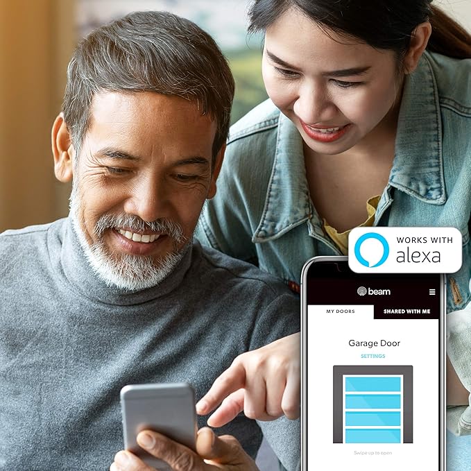 Centurion BU800 Two Car Smart Garage Door Opener, Ultra-Reliable 1-1/4 Horsepower Equivalent DC Motor, Integrated Edge-to-Edge 3000-Lumen LED, with Beam Home App for Smart Garage Control, White