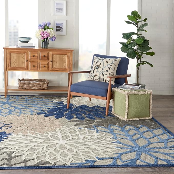 Nourison Home Aloha 7'10" x 10'6" Fabric Indoor/Outdoor Rug in Blue/Multi-Color