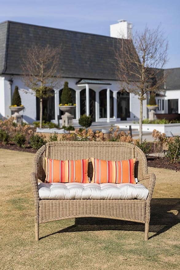 RSH DECOR: Sunbrella Lumbar Throw Pillows Set of 2 | 20" x 12" | Water and Fade-Resistant Performance Fabric | Outdoor Pillow Covers with Down-Alternative Inserts | Dolce Mango