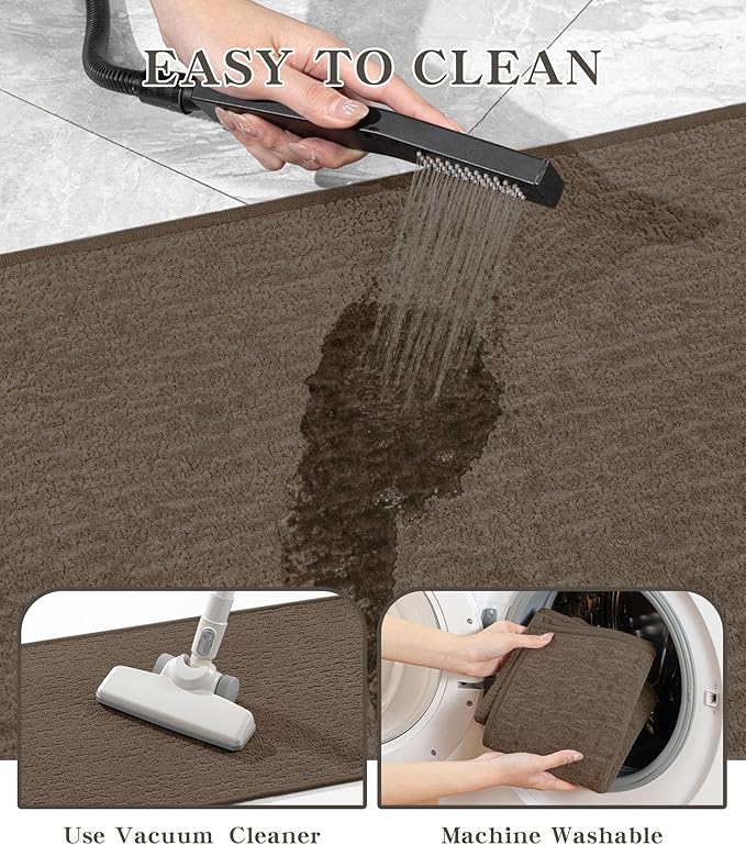 chakme Bathroom Rug Sets 2 Piece, Ultra Thin Bath Mat Quick Dry Bath Mat Set, Absorbent Bath Mat for Bathroom Non Slip Machine Washable, (Coffee, 2 Piece)