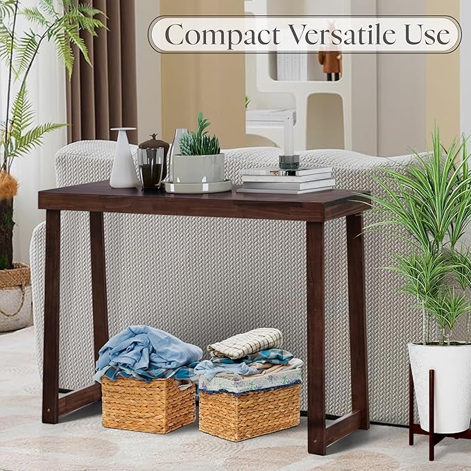 Solid Wood Console Table (46.25x12x32in) - Narrow Entryway & Sofa Table for Home Decor (Easy Assembly)