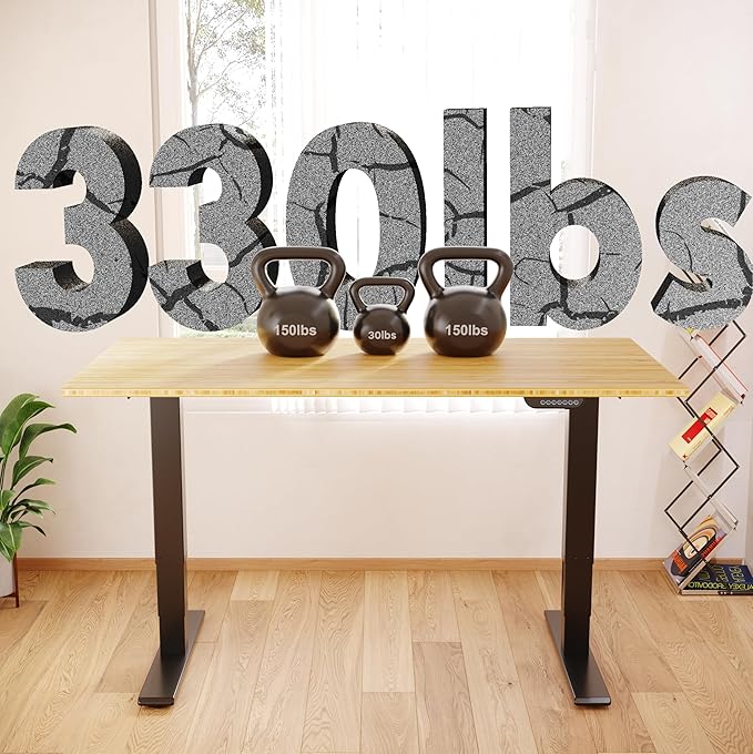 FLEXISPOT E6 MAX Bamboo Dual Motor 3 Stages Standing Desk 78x30 Inch Whole-Piece Board Electric Height Adjustable Stand Up Desk 150KG Load Capacity(Black Frame + Bamboo Desktop)