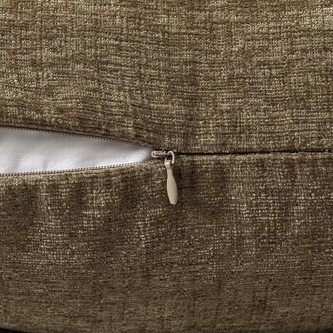 MIULEE Pack of 2 Coffee Throw Pillow Covers 20x20 Inch Soft Chenille Pillow Covers for Sofa Living Room Couch Solid Dyed Cases