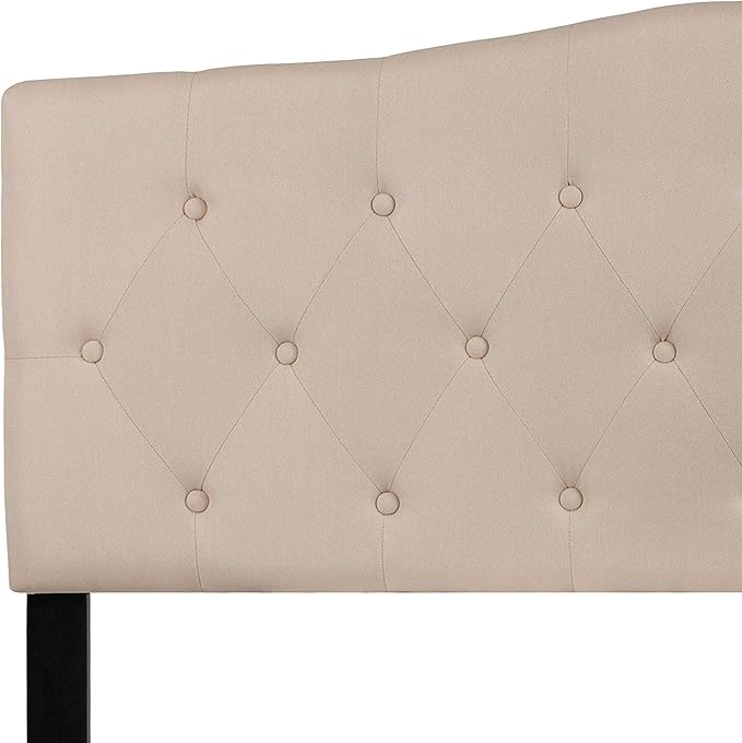 Flash Furniture Cambridge Tufted Upholstered Queen Size Headboard in Beige Fabric