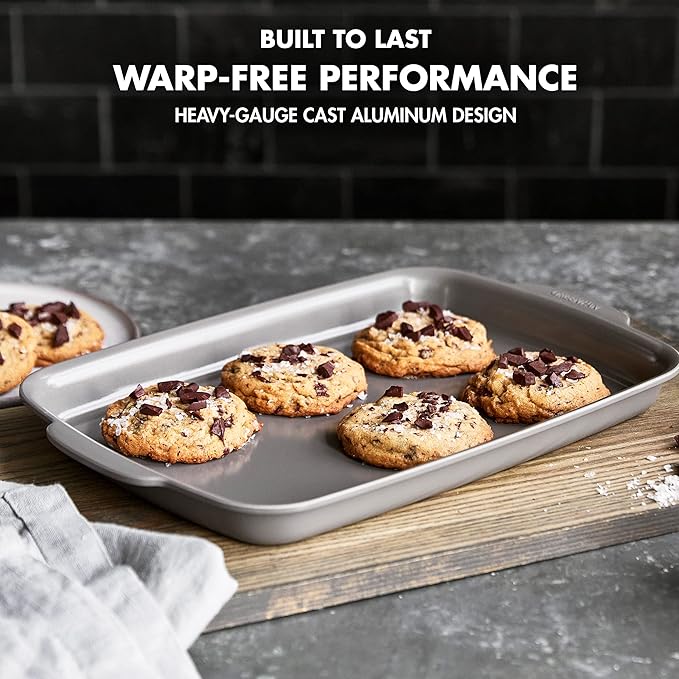 GreenPan Premiere Ovenware Healthy Ceramic Nonstick 4 Piece Bakeware Set, PFAS-Free, Rectangular, Square, Quarter, Half Sheet Baking Pans, Warp-Free, Oven Safe to 600F, Dishwasher Safe, Gray