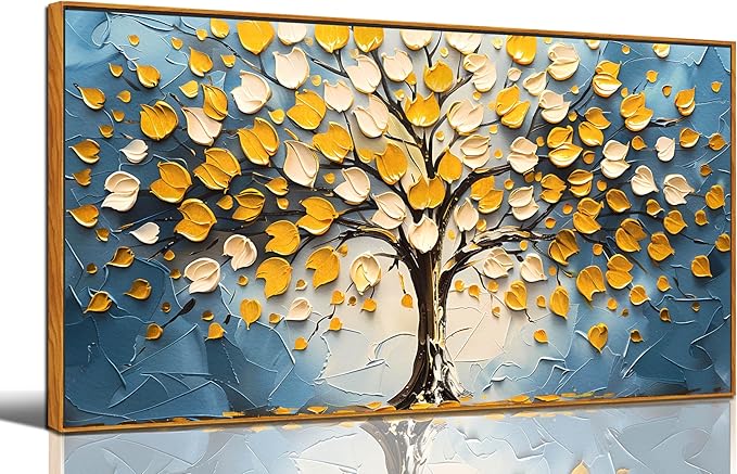 Tree Canvas Wall Art for Living Room - Modern Pictures Wall Art for Office - Wooden Framed Wall Art for Bedroom Size 20" x 40"
