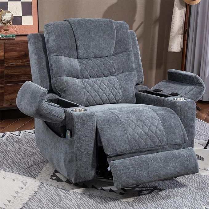 Infinite Position Lay Flat Lift Chairs Recliners for Elderly, Oversized Power Lift Heavy Duty Wide Recliner Chair 400lb, Extended Foot Rest, Armrest Storage, Cup Holders for Big Tall Man