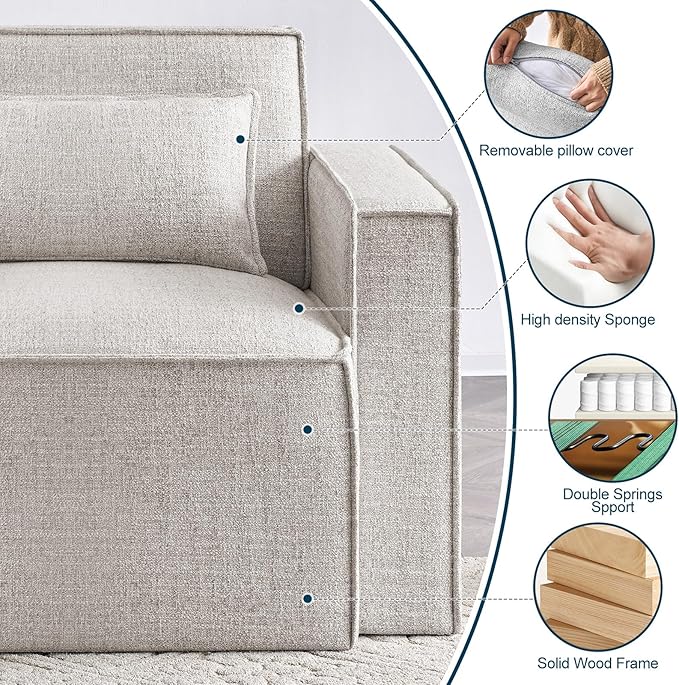 ELUCHANG Oversized Accent Chair,Modern Boucle Sofa Chair with Strong Wood Frame,High Supportive & Soft Sponges,Comfy Upholstered Armchair Reading Chairs for Living Room Apartment Small Spaces,Oatmeal
