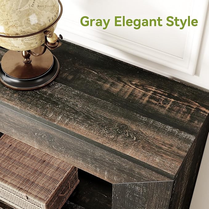 LITTLE TREE 47 Inches Console Table, Sofa Table with Storage, Modern Entryway Table for Hallway, Narrow Long Sofa Entryway Table for Living Room, Black