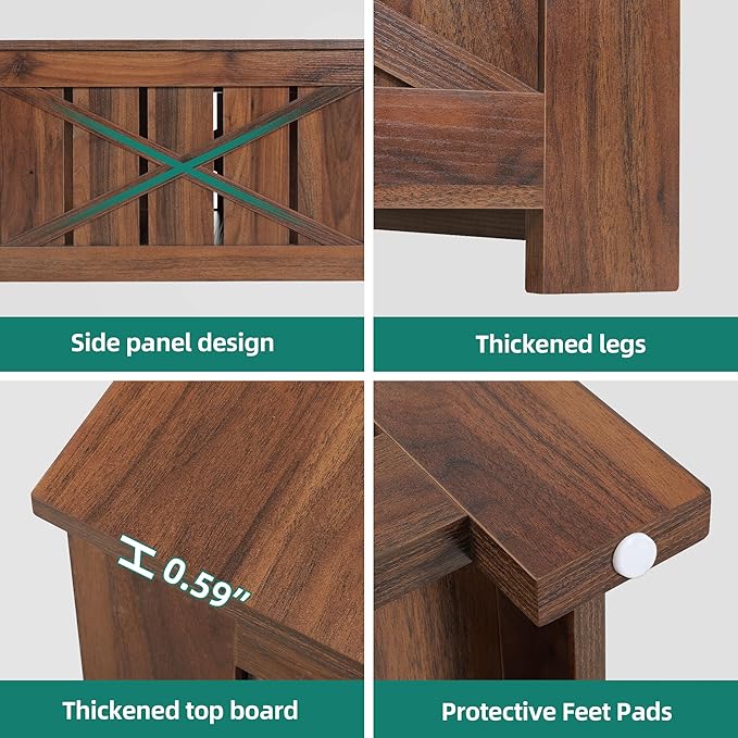 YITAHOME Farmhouse Coffee Table with Storage, Coffee Tables for Living Room Rustic Wood Cocktail Table, Square Coffee Table for Living Meeting Room with Half Open Storage Compartment, Walnut