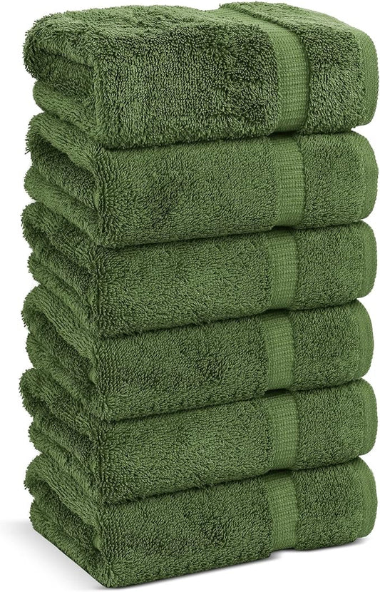 Chakir Turkish Linens | Hotel & Spa Quality 100% Cotton Premium Turkish Towels | Soft & Absorbent (6-Piece Hand Towels, Moss)