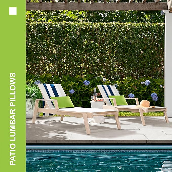 Indoor Outdoor Lumbar Pillows,Waterproof Outdoor Pillows Set of 2 for Patio Furniture,12×20 Inch,Lime Green