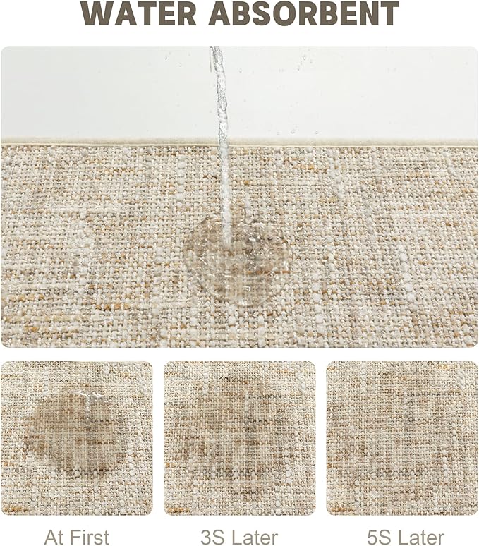 YIHOUSE Bathroom Rugs Sets 2 Pieces, Ultra Thin Non Slip Washable Bath Mat Sets, Absorbent Quick Dry Bath Mats for Bathroom Floor, Beige