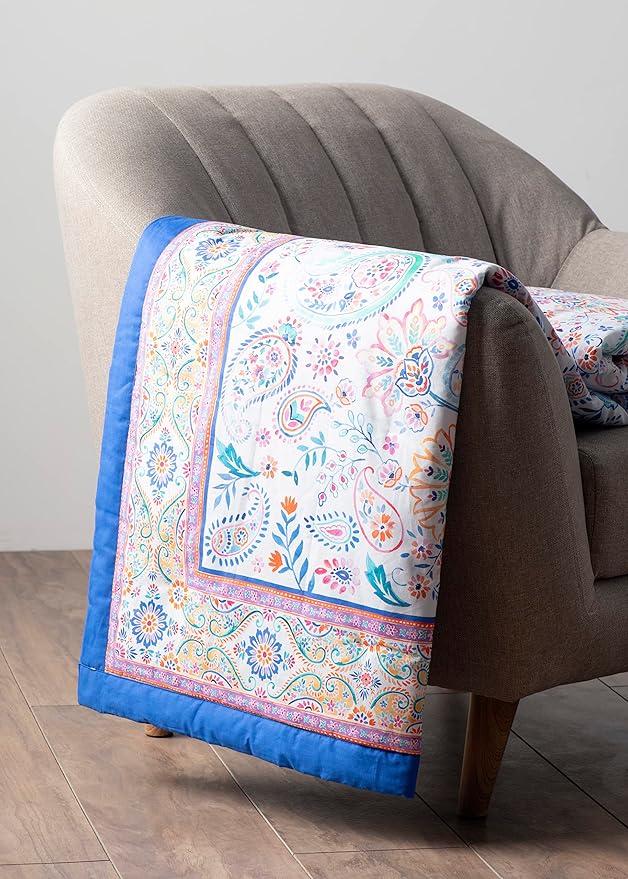 Maison d' Hermine Throw Blanket for Couch Lightweight Soft Warm Breathable Cotton Throw Blankets for Bed Girls Boys Women Men Gifts Sofa Travel Living Room Chair Bedding (60"x80", Indian Floral)