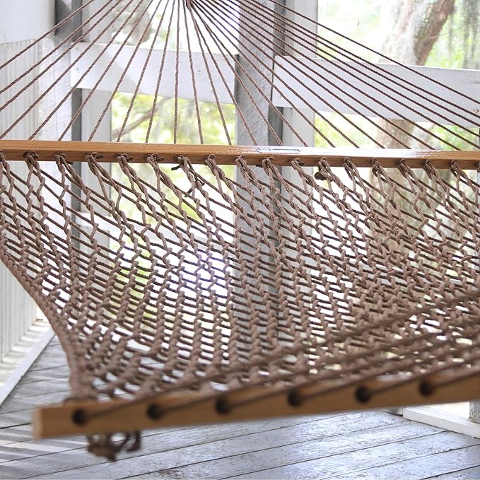 Original Pawleys Island 15DCAB Presidential Antique Brown Duracord Rope Hammock w/Extension Chains & Tree Hooks, Handcrafted in The USA, Accommodates 2 People, 450 LB Weight Capacity, 13 ft. x 65 in.