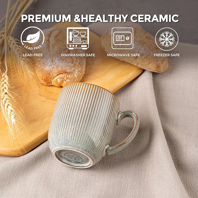 GBHOME Ceramic Coffee Mugs Set of 6, 12oz Handmade Ceramic Coffee Mugs Set with Gradient color for Latte/Tea/Beer/Hot Cocoa, Dishwasher & Microwave Safe