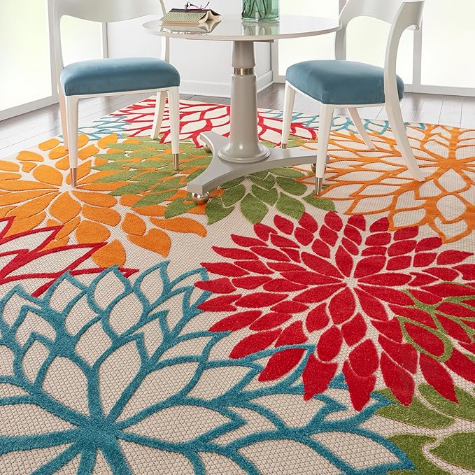 Nourison Home Aloha 94" x 126" Fabric Indoor/Outdoor Rug in Multi-Color