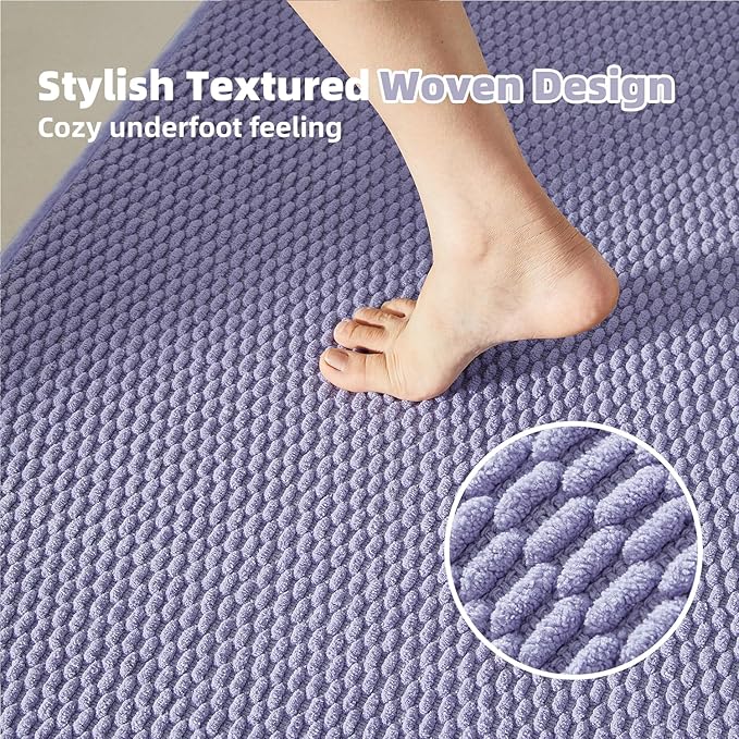 Bathroom Rugs Non Slip Washable, Super Absorbent Thin Bath Mat Small Quick Dry Low Pile Bathroom Rug, Lavender 16"x24"