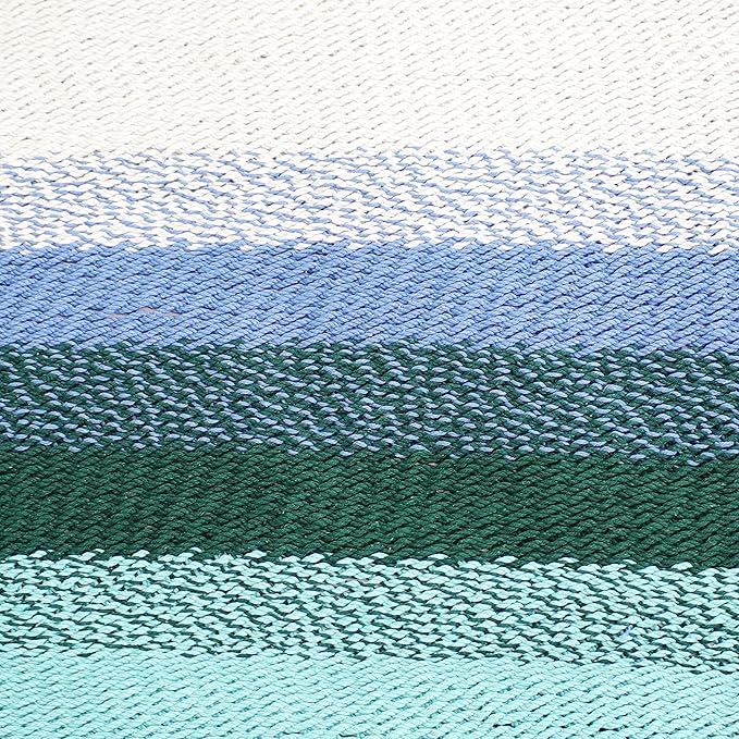 Sunnydaze Woven Double Hammock for Outside with Crocheted Edges and Spreader Bars - 600-Pound Weight Capacity Outdoor Hammock for Trees - Lagoon Stripes