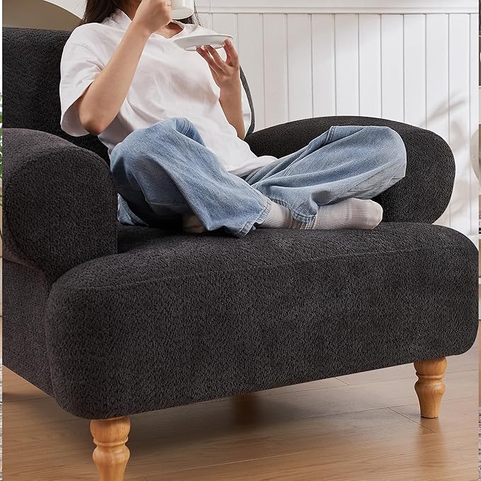 41.75" Oversized Modern Accent Chair w/Chenille Fabric,Wide& Round Arm, Single Sofa Chair for Bedroom,Living Room,Apartment,Study Room (1, Dark Gray)
