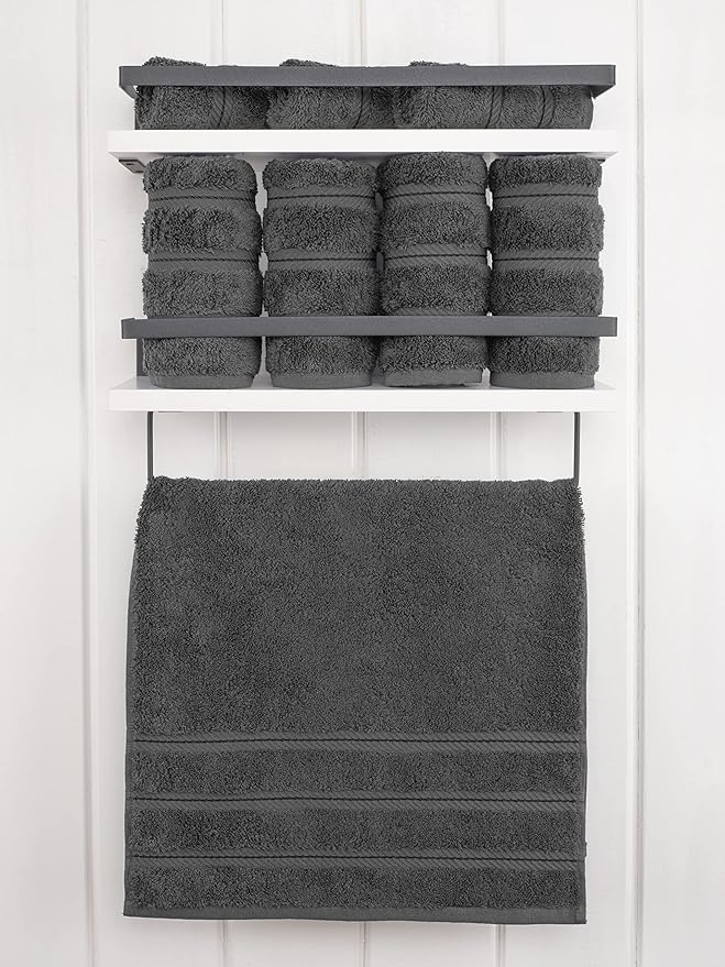 American Soft Linen Luxury Hand Towels for Bathroom, 600 GSM 100% Cotton Turkish 4 Piece Hand Towel Set, 600 GSM Hand Face Towels for Kitchen, Dark Gray Hand Towels