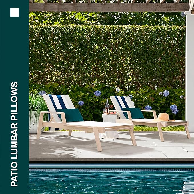 Indoor Outdoor Lumbar Pillows,Waterproof Outdoor Pillows Set of 2 for Patio Furniture,12×20 Inch,Dark Green