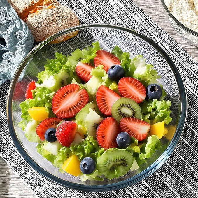 6.5 Quart Large Glass Mixing Bowls, Clear Glass Salad Bowls for Cooking, Salad Mixing, Fruit Bread Storage, Dishwasher, Microwave and Freezer