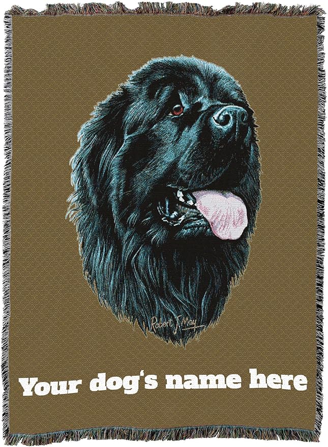 Pure Country Weavers Newfoundland Dog Personalized Woven Blanket Sand by Robert May - Gift Cotton Tapestry Throw - Made in The USA - 72" x 54"