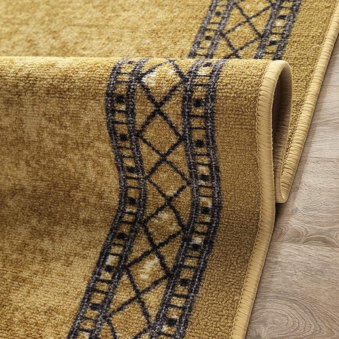 Antep Rugs Alfombras Modern Bordered 2x4 Non-Skid (Non-Slip) Low Profile Pile Rubber Backing Kitchen Area Rugs (Brown, 2'3" x 4')