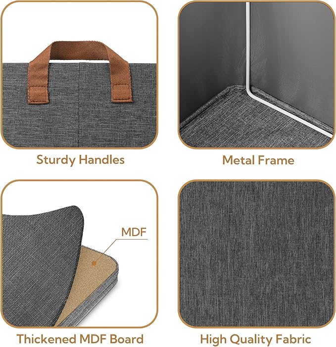 GRANNY SAYS Storage Baskets for Shelves, Closet Organizer Bins, Clothes Storage Bins with Metal Frame, Extra Large Baskets for Organizing and Storage, Collapsible, Dark Gray, 2-Pack