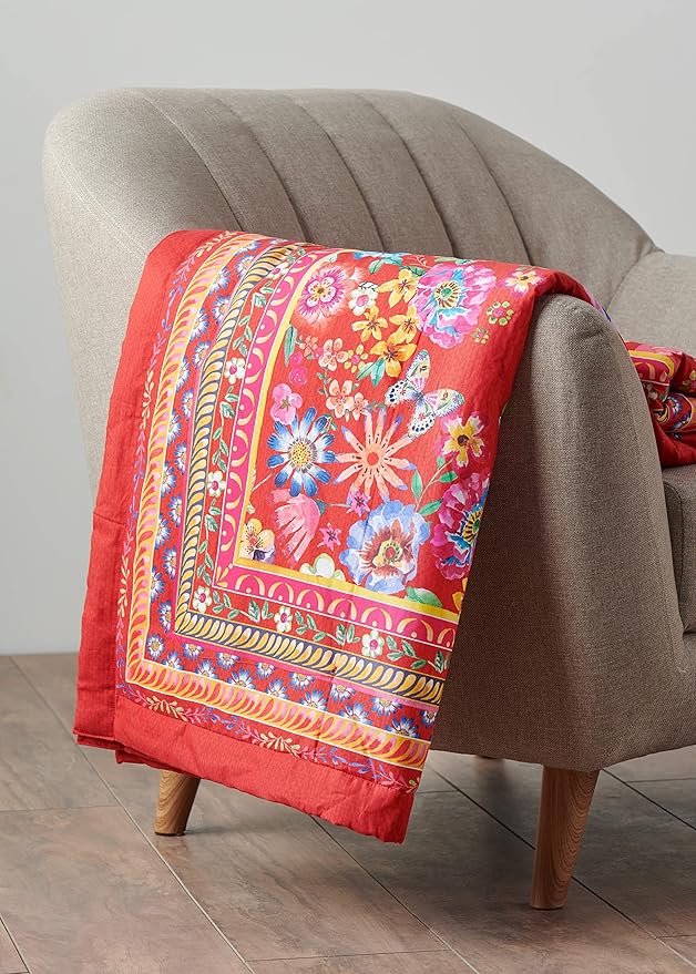 Maison d' Hermine Throw Blanket for Couch Lightweight Soft Warm Breathable Cotton Throw Blankets for Bed Girls Boys Women Men Gifts Sofa Travel Living Room Chair Bedding (60"x80", Happy Florals)