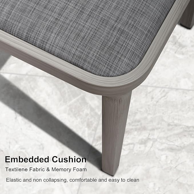 PURPLE LEAF 7-Piece Patio Dining Set Outdoor Furniture Rectangular Table and Chairs Set with Aluminum Frame and Wicker Rattan for Garden Deck Backyard Kitchen Gray Outdoor Set