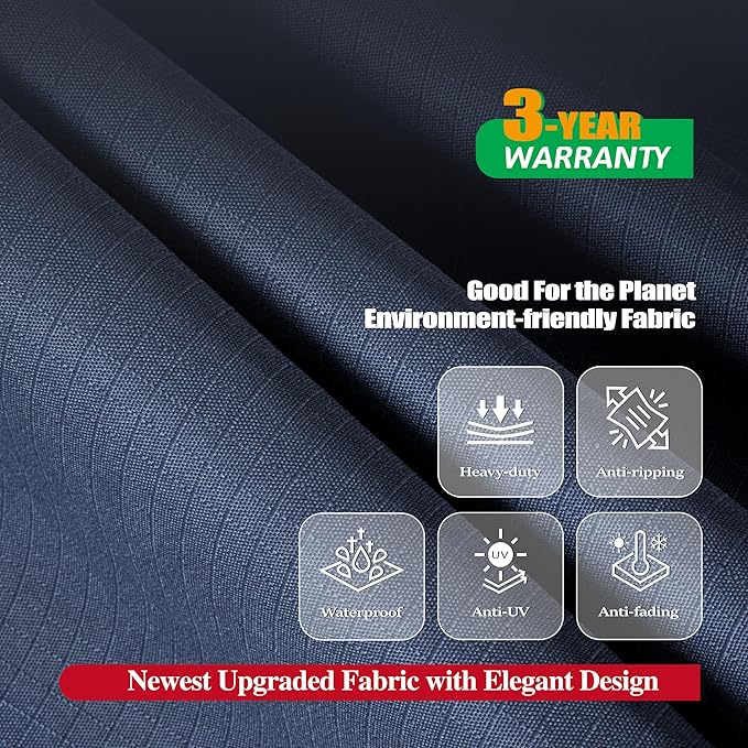 F&J Outdoors Heavy Duty Waterproof Anti-UV Rip-stop Fabric Extra Large Patio Furniture Covers, Grey, 160"x92"x35"