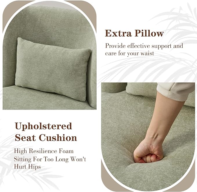 Chifee & Vingol 25.2 "W Chenille Armless Swivel Accent Chair Modern Upholstered Sofa Chair Set of 2 with Pillow, Green